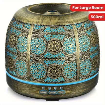 500ml Essential Oil Diffusers For Large Room, Metal Diffusers For Essential Oils, Ultrasonic Aromatherapy Diffuser For Home Office