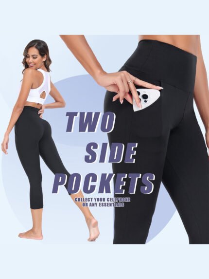 Women's yoga bottomed pants with pockets, more affordable for four pack, high waisted elastic fit fitness pants, quick drying running sports pants