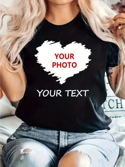 Women's Custom Photo & Text Personalized T-Shirt