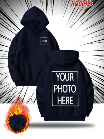 Personalized Men's Hoodie - Customizable Photo and Text Front